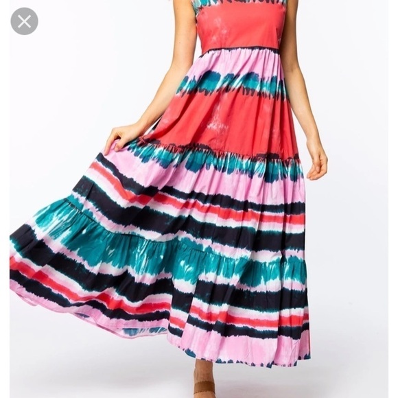 Tyler Böe Multicolored Dress tie dye maxi (Size S) bohemian festive tiered red - Picture 4 of 11
